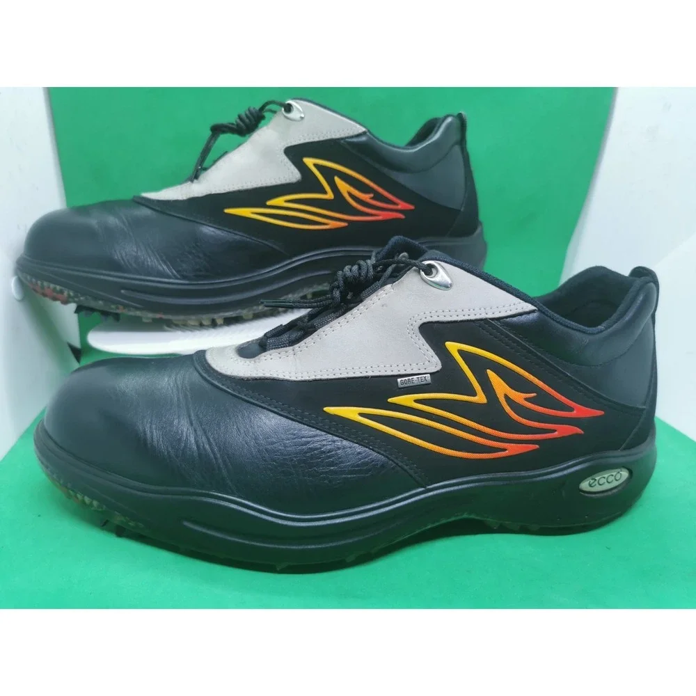 Vintage ECCO Gore-Tex Golf Waterproof Shoes Mens 11-11.5/45 Black Leather Spikes